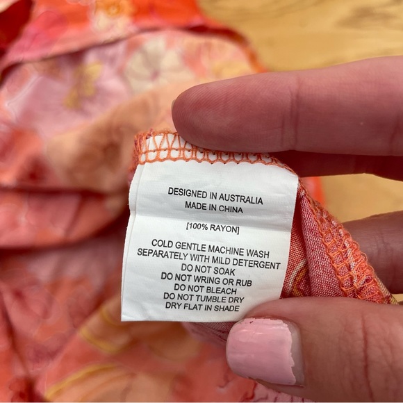 Abel the Label Off The Shoulder Ruffle Maxi Dress Pink Orange Floral Size Small - Picture 7 of 10